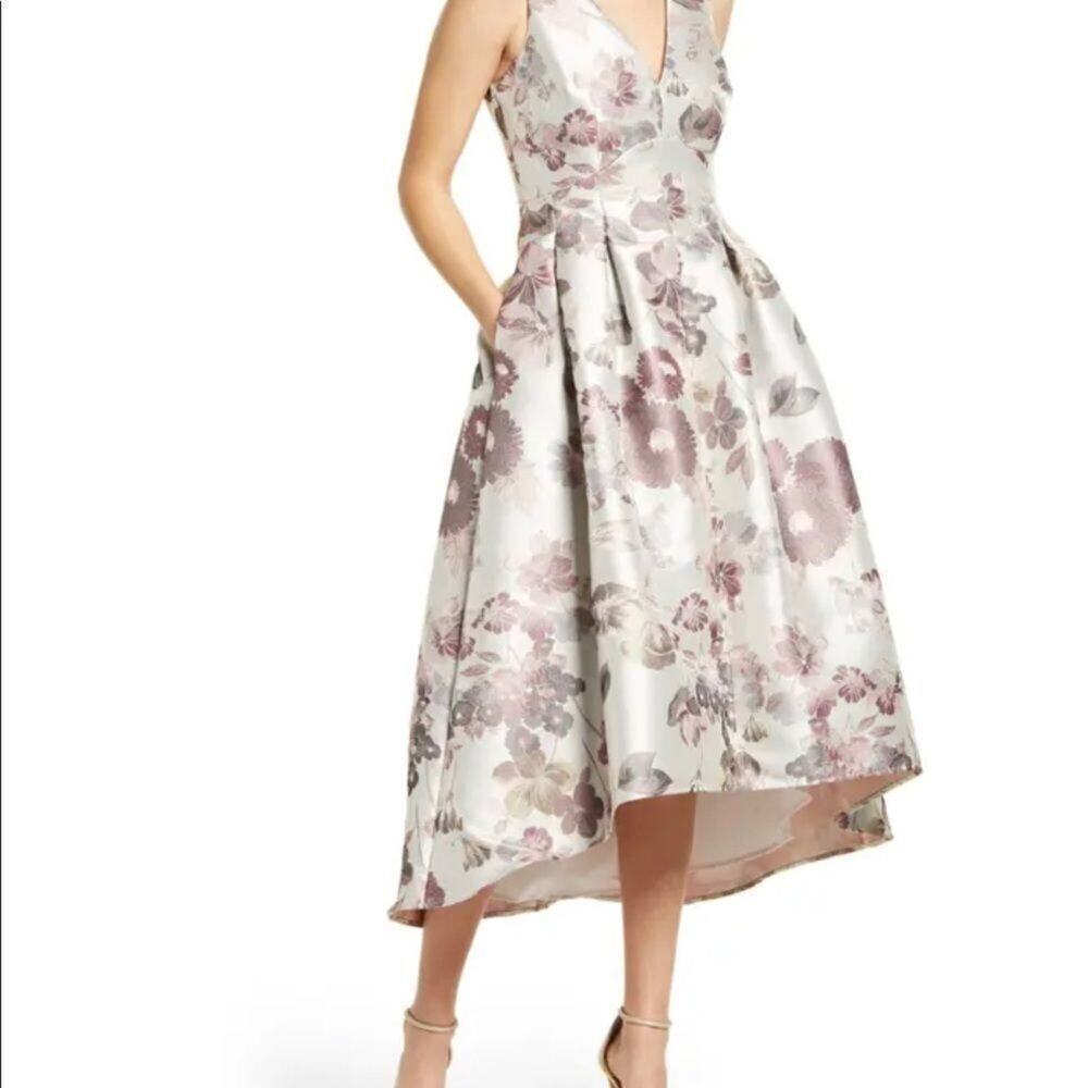 NWOT ELIZA J METALLIC FLORAL JACQUARD PARTY PROM DRESS SIZE 4